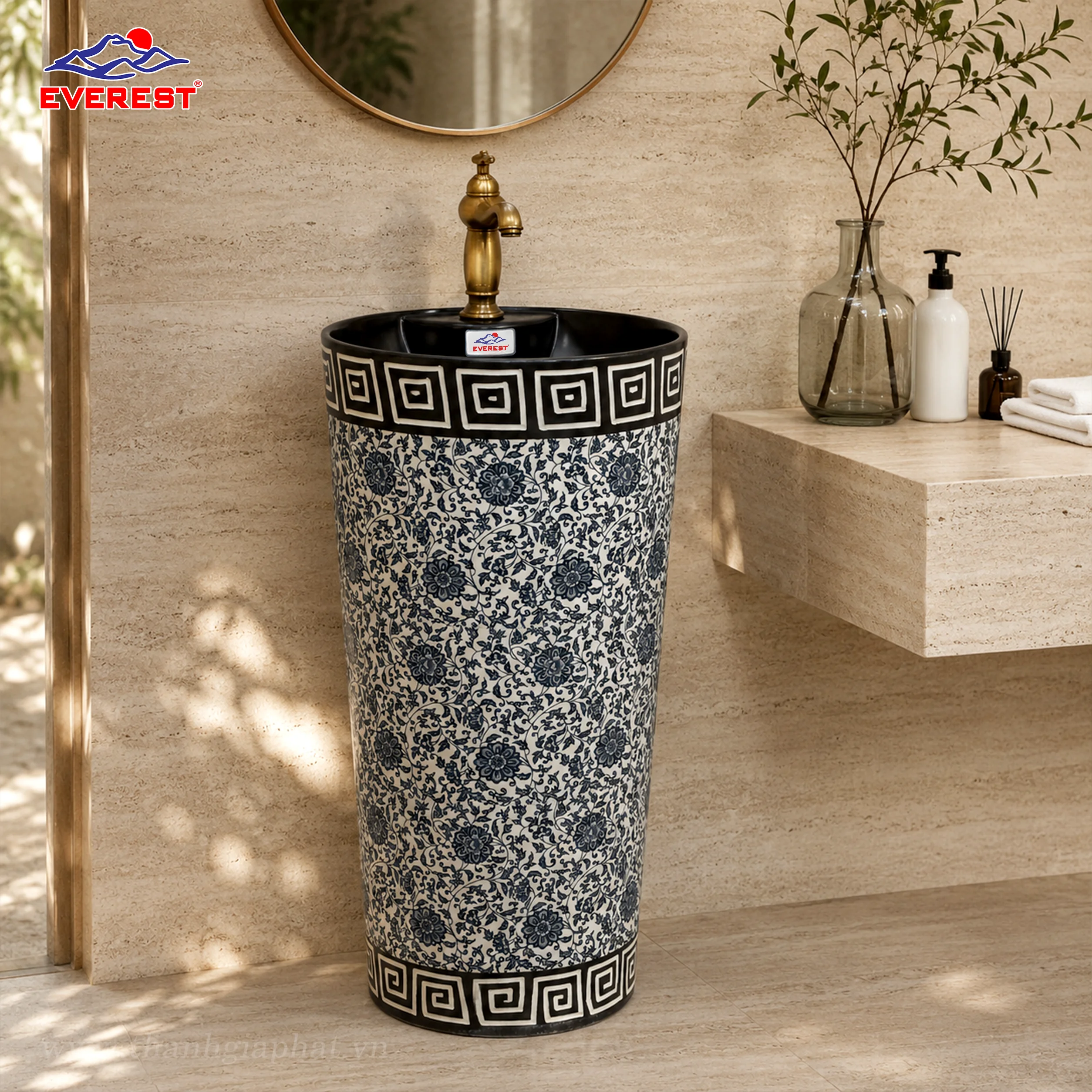Chậu Sứ Mỹ Thuật Trụ EV-CĐC18